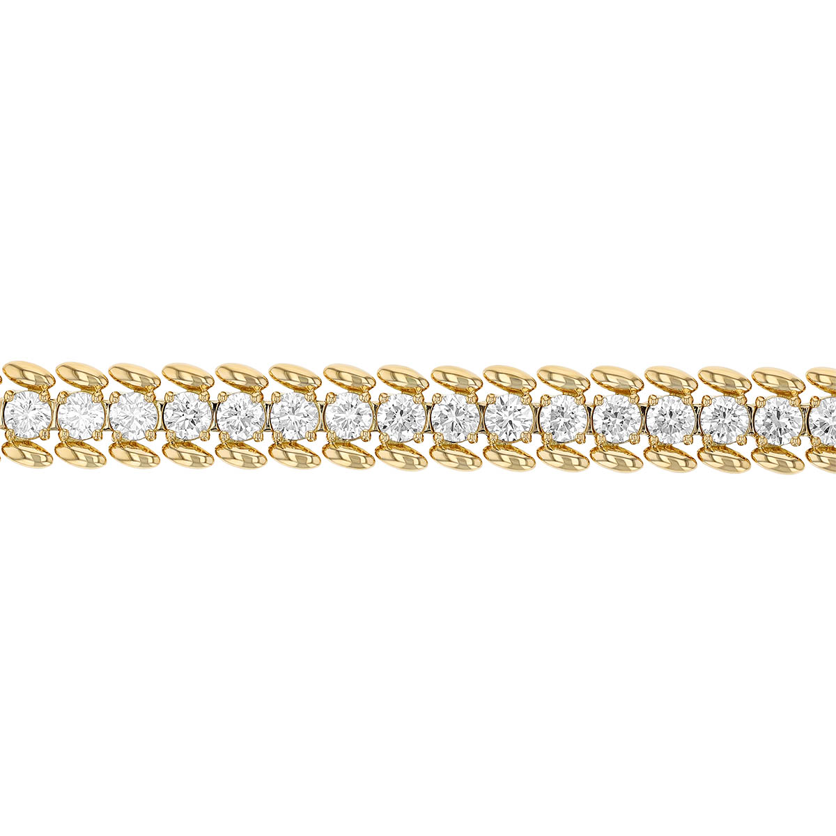 Roberto Coin Diamond Tennis Bracelet with Oval Bead Edges in Yellow Gold, 4.28 cttw