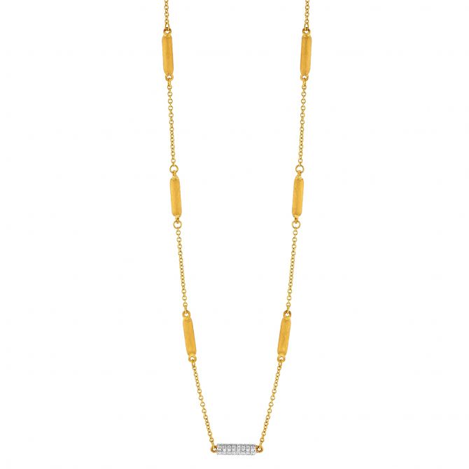 Marika Diamond Pave & Yellow Gold Long Rounded Link Station Necklace, 18"
