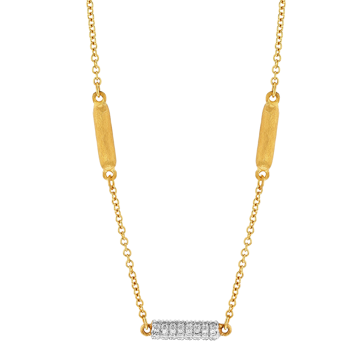 Marika Diamond Pave & Yellow Gold Long Rounded Link Station Necklace, 18