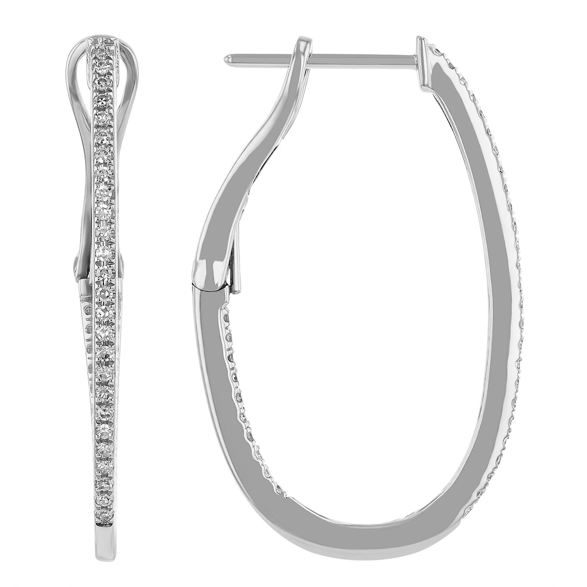 Diamond Inside Out Hoop Earrings in White Gold, 0.20 cttw