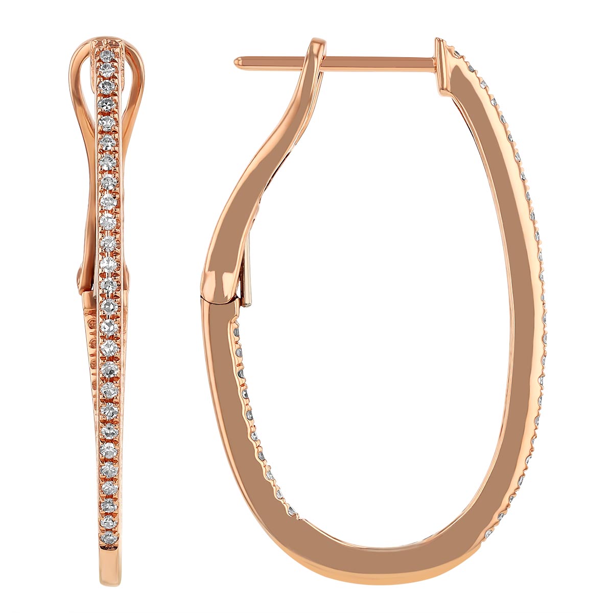 Diamond Inside Out Hoop Earrings in Rose Gold, 0.20 cttw