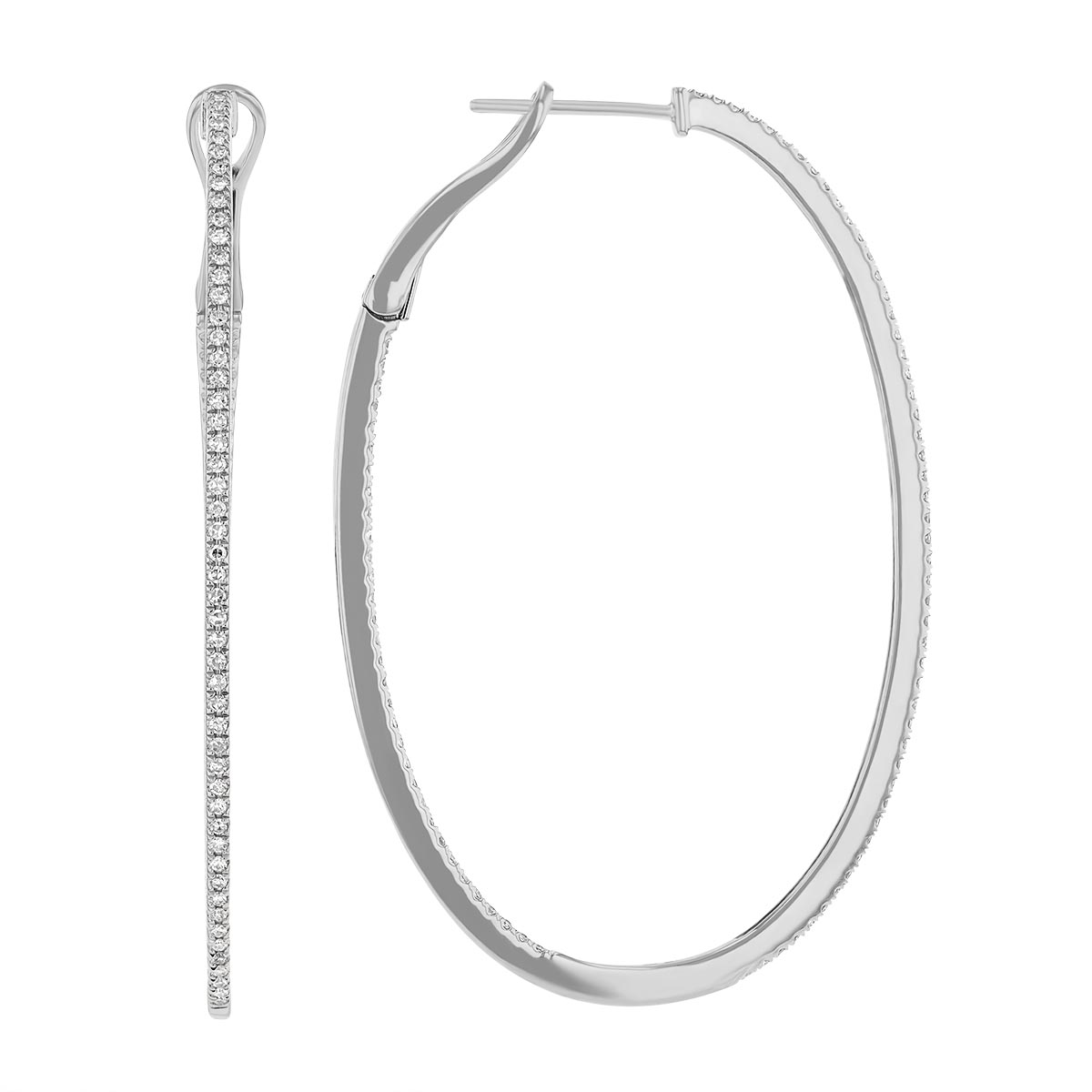 Diamond Inside Out Hoop Earrings in White Gold, 0.42 cttw