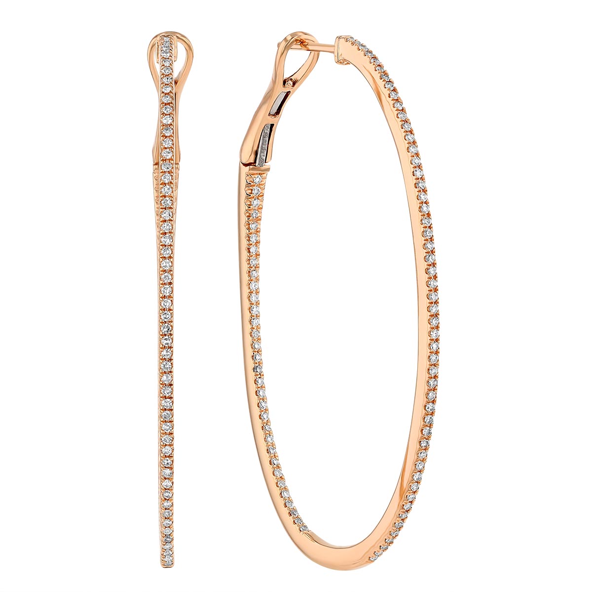 Diamond Inside Out Hoop Earrings in Rose Gold, 0.42 cttw