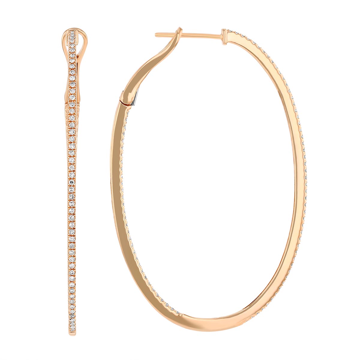 Diamond Inside Out Hoop Earrings in Rose Gold, 0.42 cttw