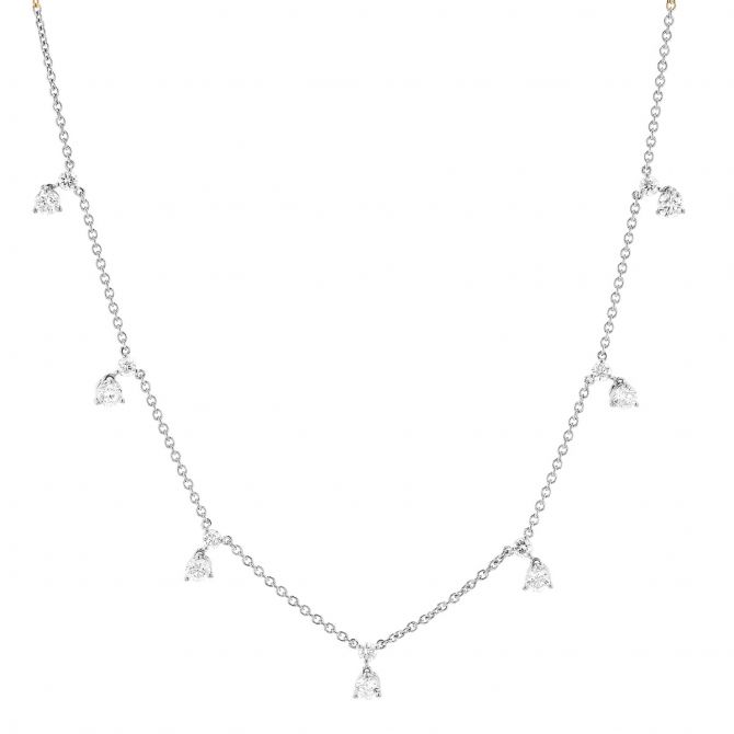 Roberto Coin Diamonds by the Inch 3 Prong Diamond Drop Station Necklace in White Gold, 16"