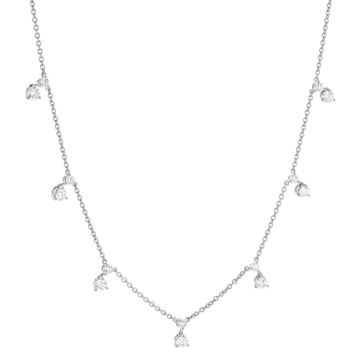Roberto Coin Diamonds by the Inch 3 Prong Diamond Drop Station Necklace in White Gold, 16