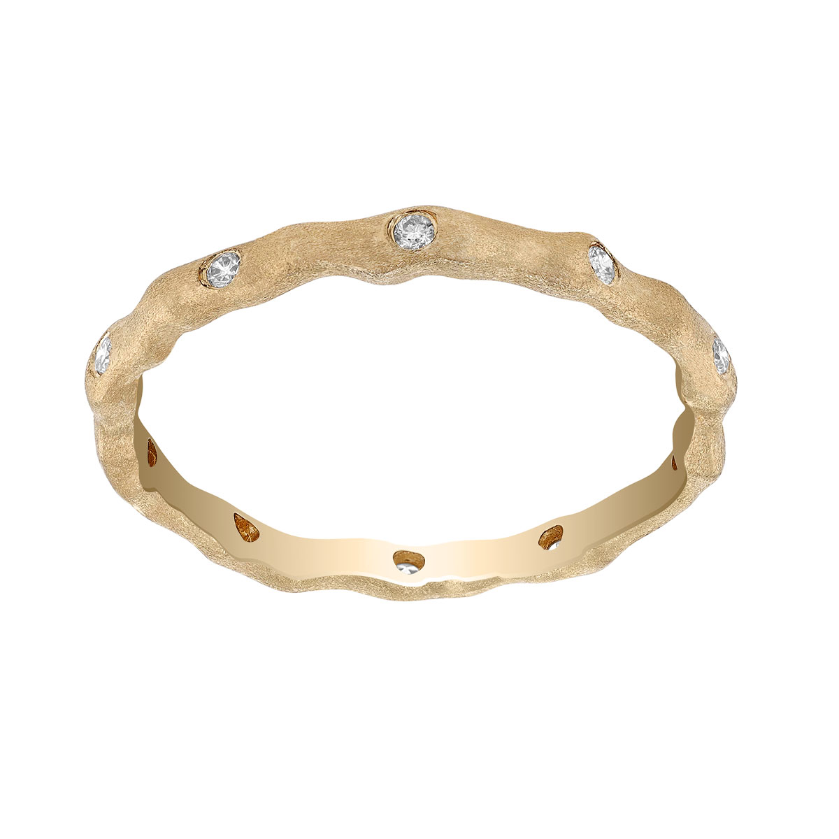 Diamond Wave Eternity Ring in Brushed Yellow Gold, 1.8 mm