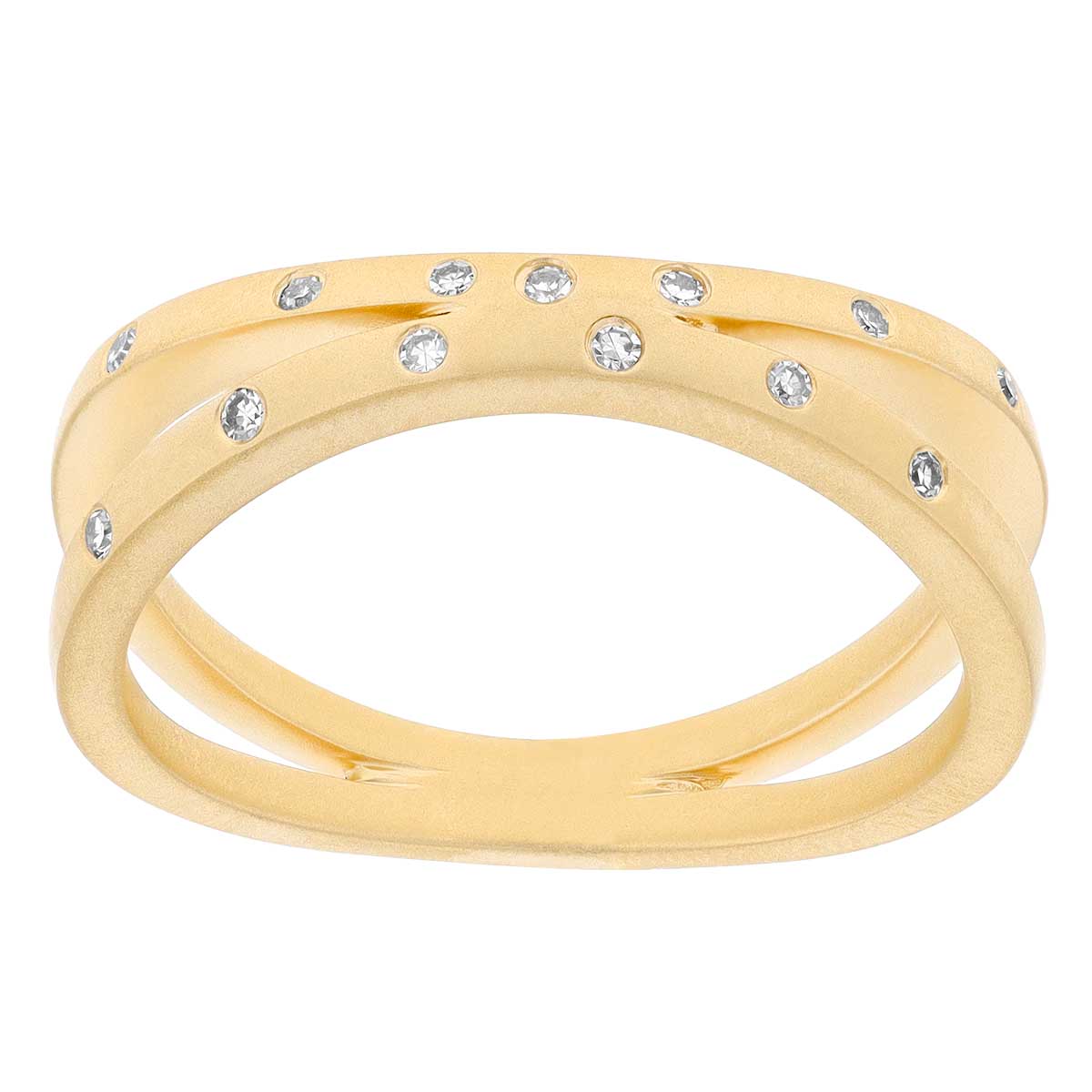 Flush Set Diamond Split Band Ring in Yellow Gold