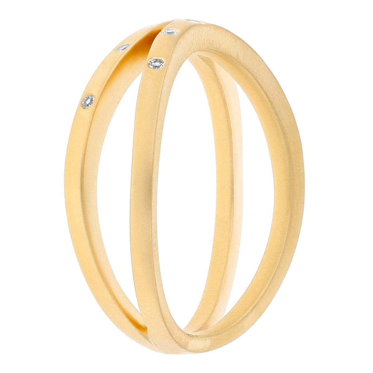 Flush Set Diamond Split Band Ring in Yellow Gold