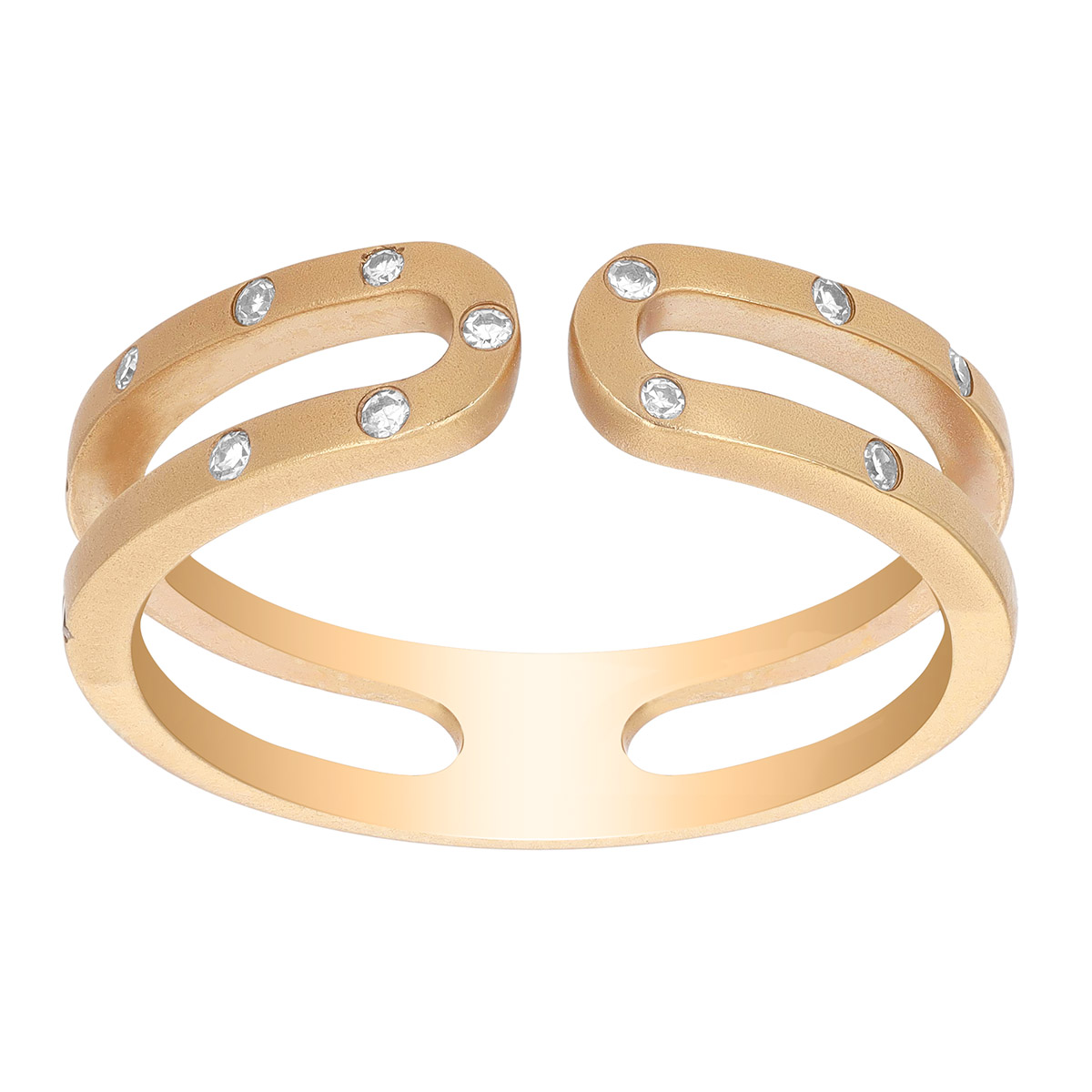 Diamond Station Open Band Wrap Ring in Yellow Gold