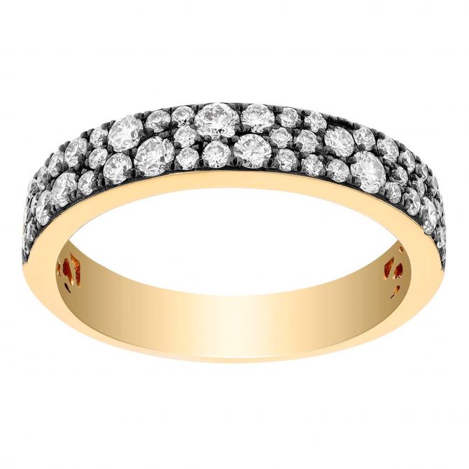 Diamond Pave Square Edge Ring in Black Rhodium Yellow Gold Borsheims