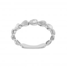 Diamond Teardrop Patterned Ring in White Gold