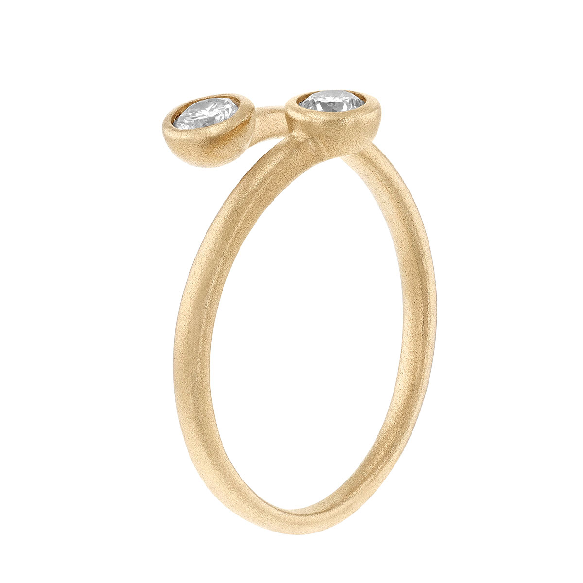 Round Diamond Bezel Set Bypass Ring in Yellow Gold
