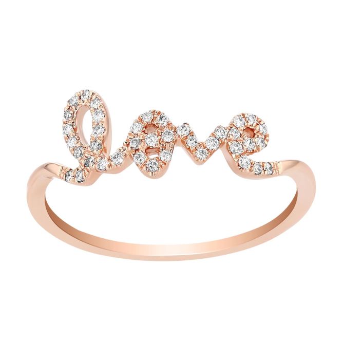 Diamond "Love" Ring in Rose Gold