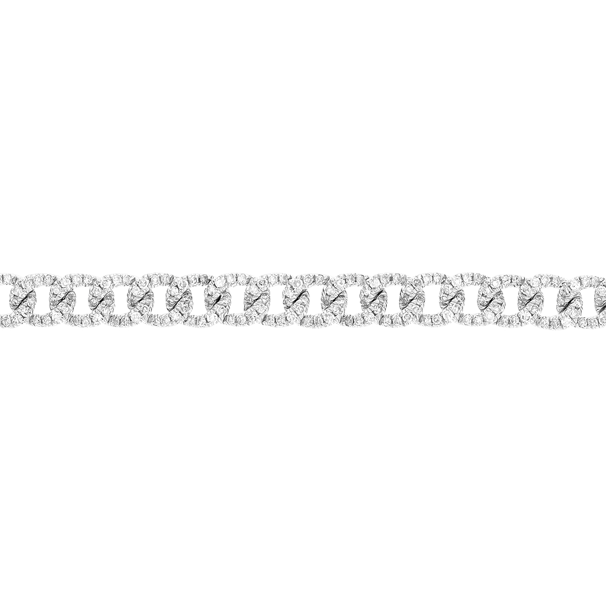 Diamond Curb Chain Link Bracelet in White Gold, 7