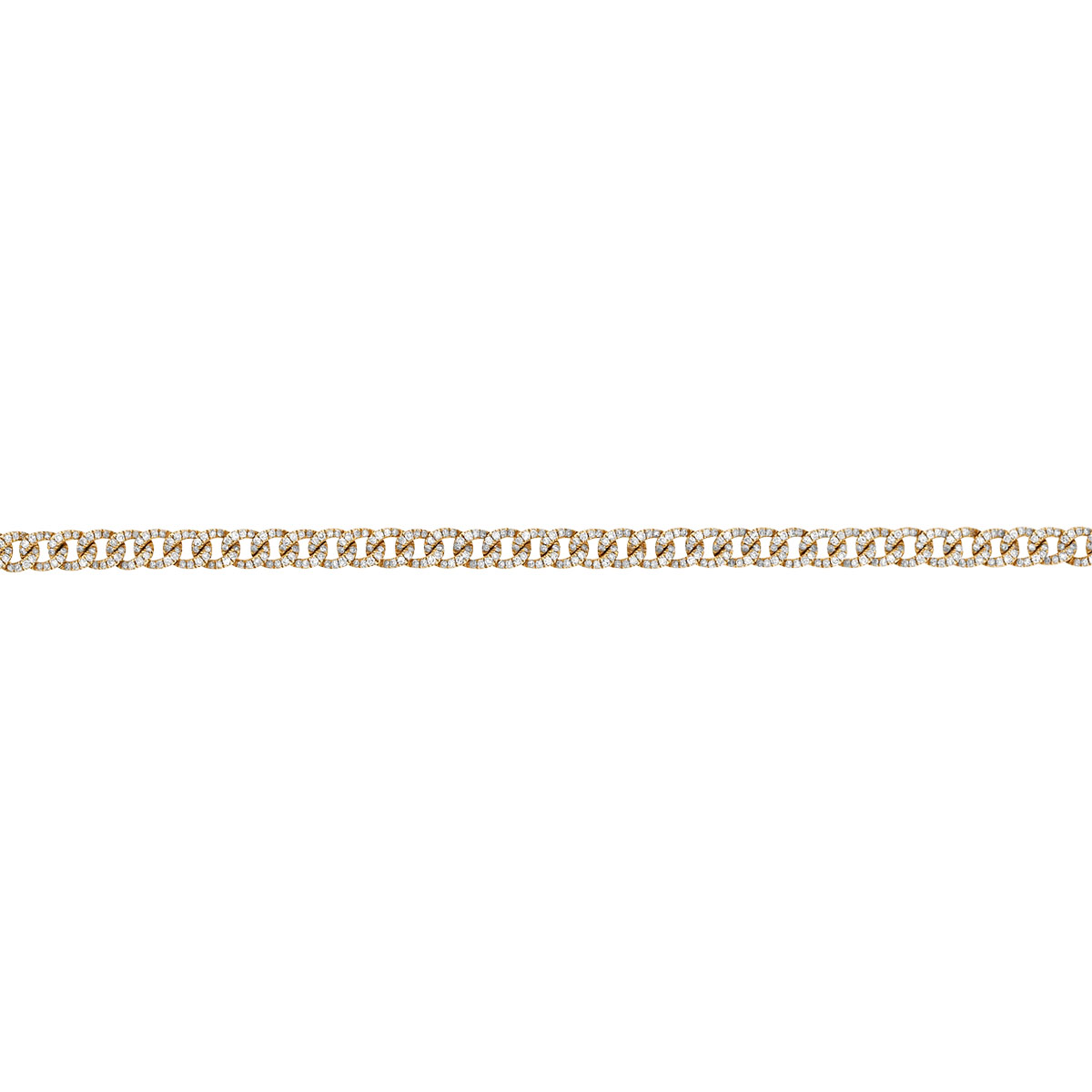 Diamond Pavé Curb Chain Bracelet in Yellow Gold, 7