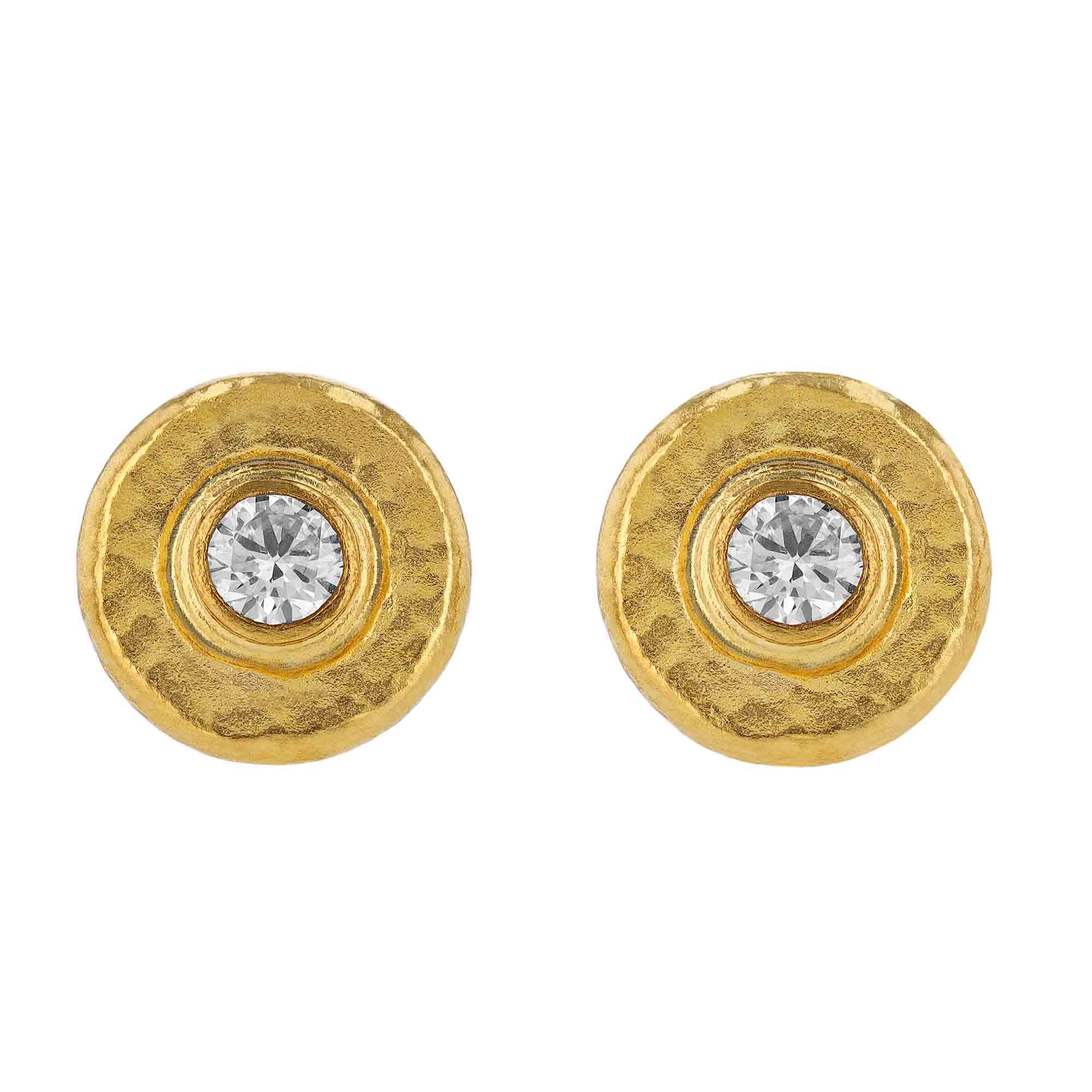 Gurhan Droplet Diamond 24K Yellow Gold Tiny Stud Earrings