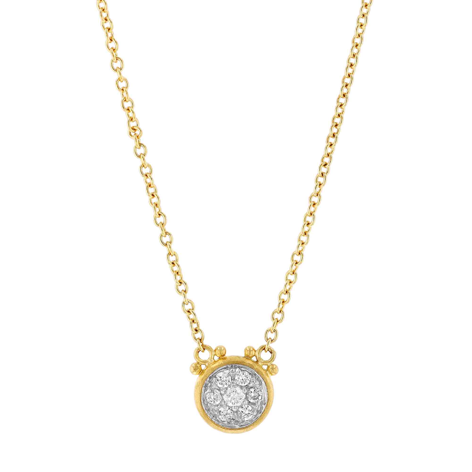 Gurhan Diamond Cluster Round Necklace in Yellow Gold & Sterling Silver, 18