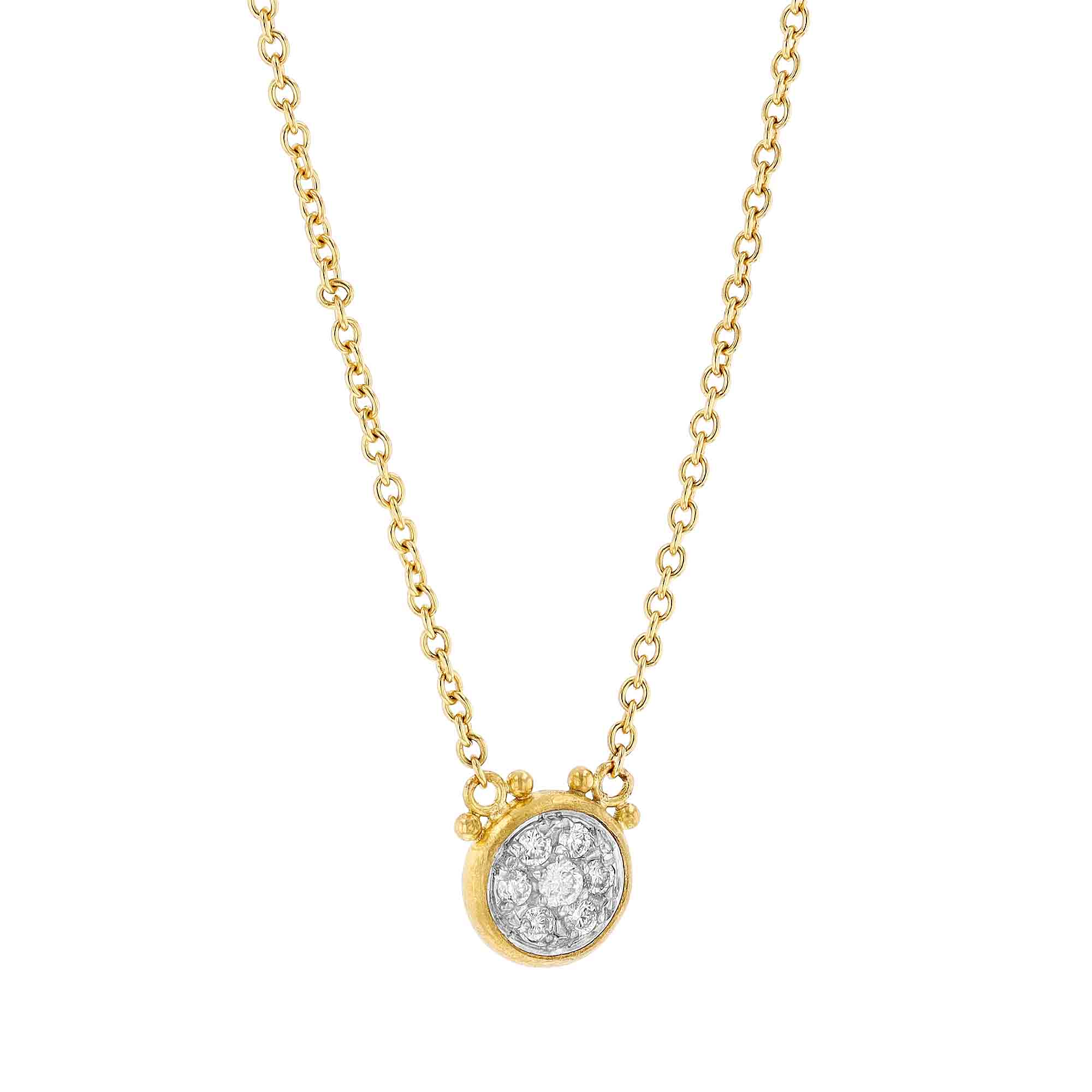 Gurhan Diamond Cluster Round Necklace in Yellow Gold & Sterling Silver, 18