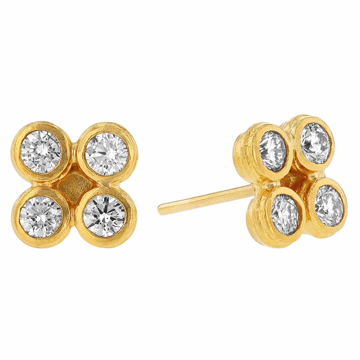 Gurhan Pointelle Diamond Cluster Stud Earrings in 24K Yellow Gold