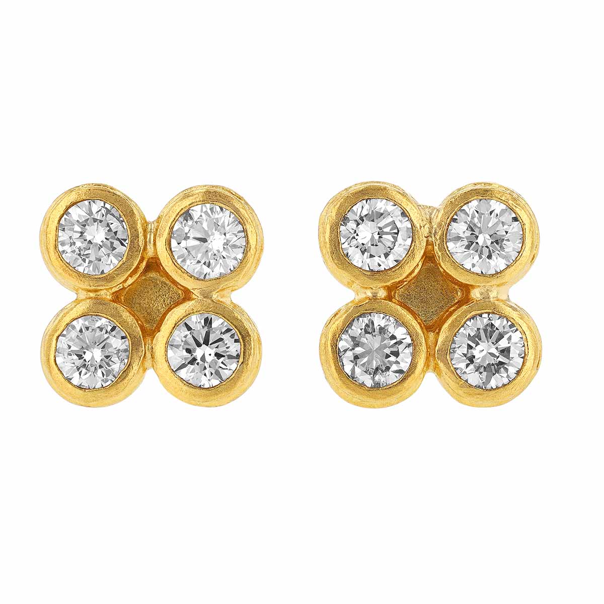 Gurhan Pointelle Diamond Cluster Stud Earrings in 24K Yellow Gold