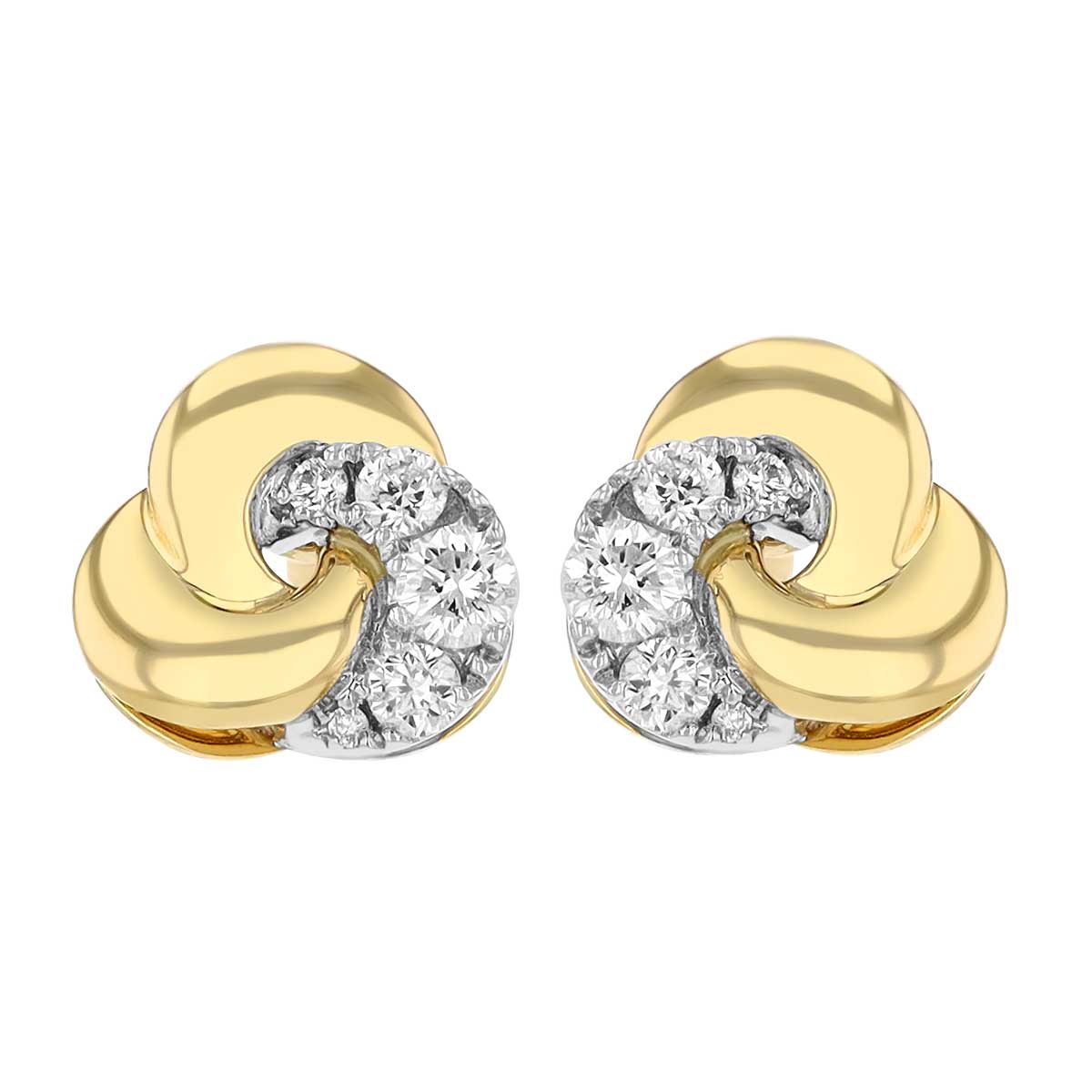 Frederic Sage Diamond & Yellow Gold Love Knot Stud Earrings