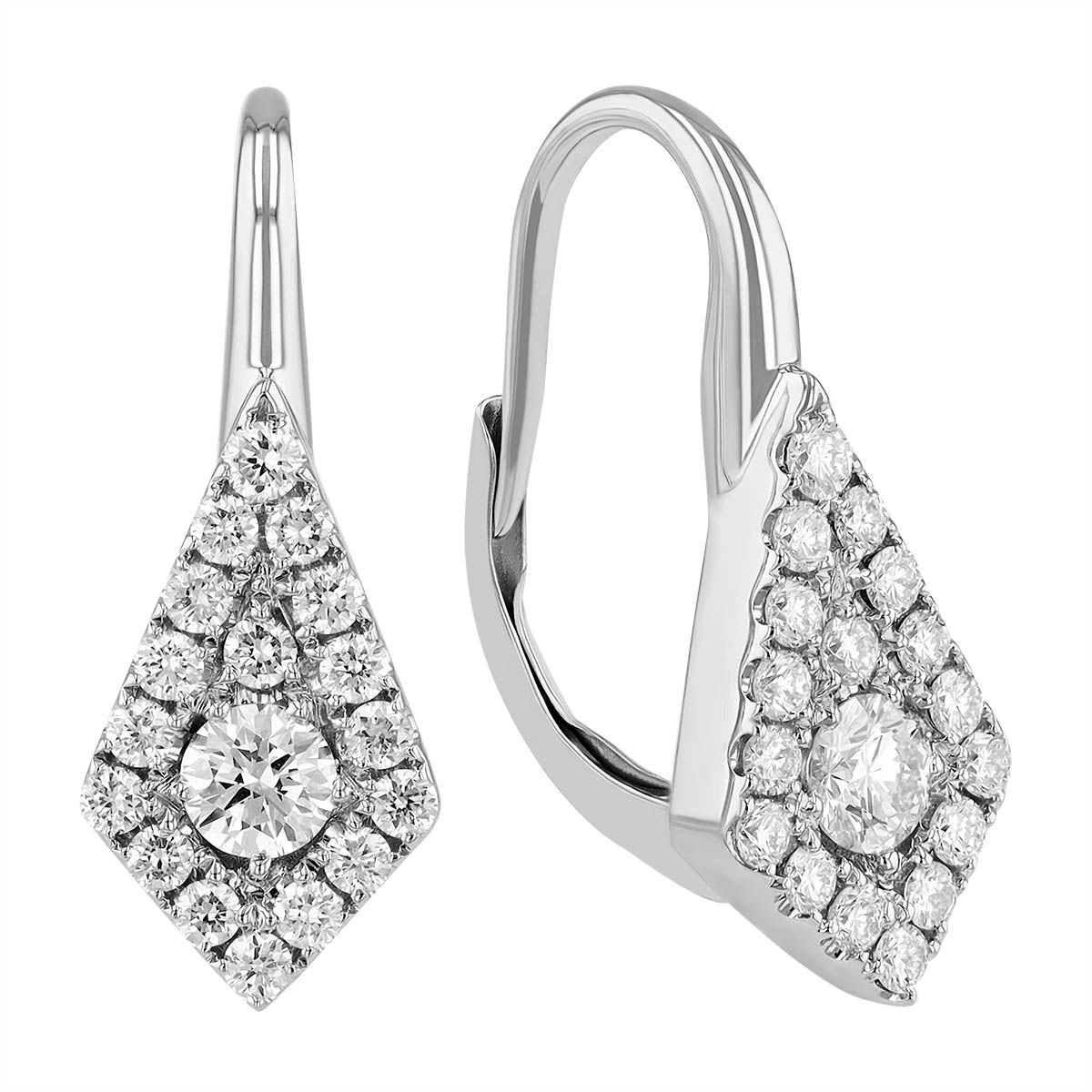 Frederic Sage Diamond Pavé Kite Shaped Drop Earrings in White Gold