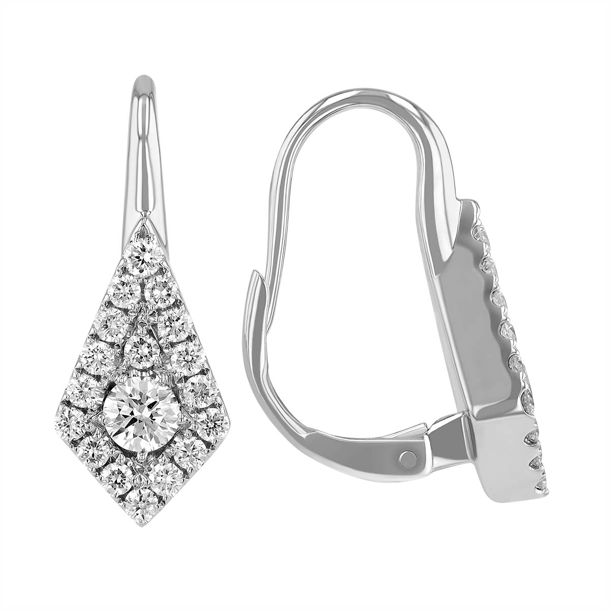 Frederic Sage Diamond Pavé Kite Shaped Drop Earrings in White Gold
