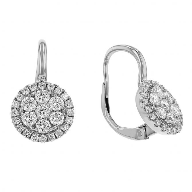 Frederic Sage Diamond Cluster Circle Drop Earrings in White Gold