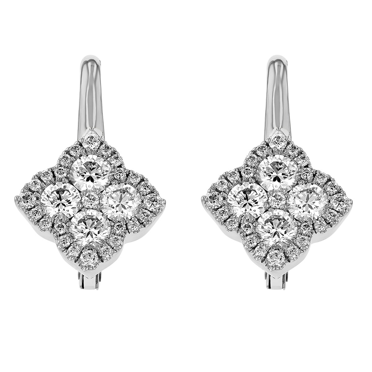 Frederic Sage Diamond Cluster Flower Drop Earrings in White Gold