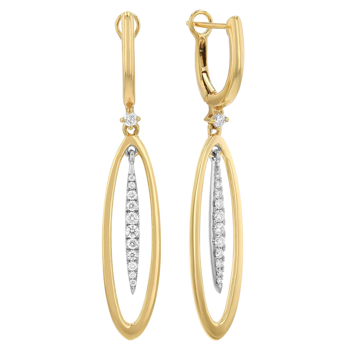 Frederic Sage Graduated Diamond Column & Oval Dangle Hoop Earrings in Two Tone