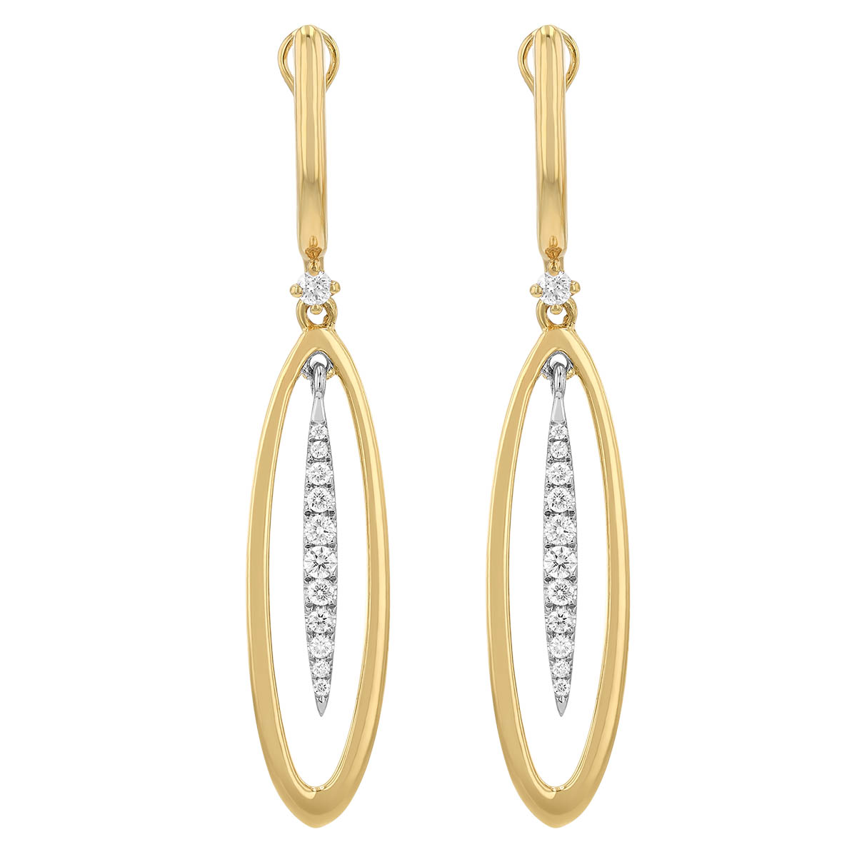 Frederic Sage Graduated Diamond Column & Oval Dangle Hoop Earrings in Two Tone