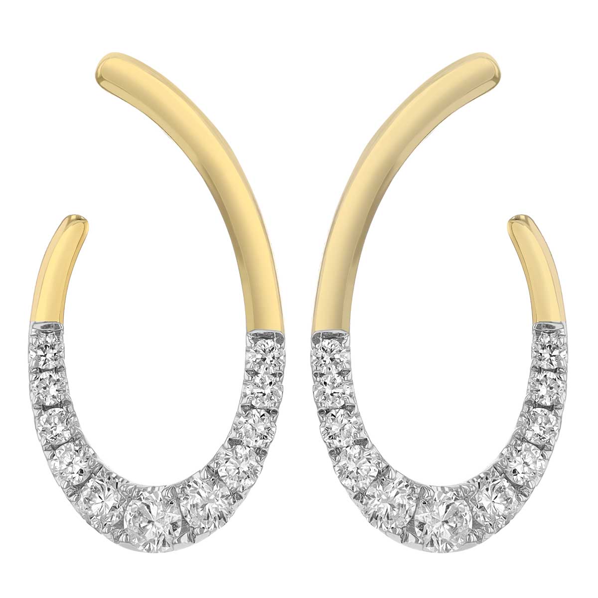 Frederic Sage Diamond Graduated Open Oval Drop Earrings in White & Yellow Gold