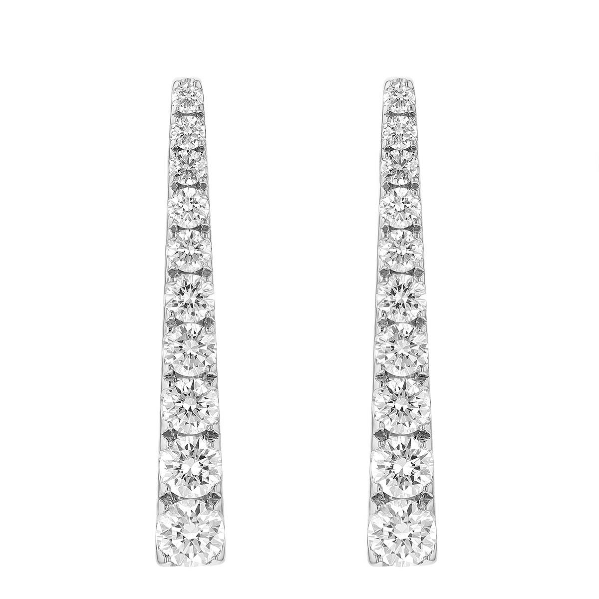 Frederic Sage Diamond Graduated Vertical Bar Earrings in White Gold