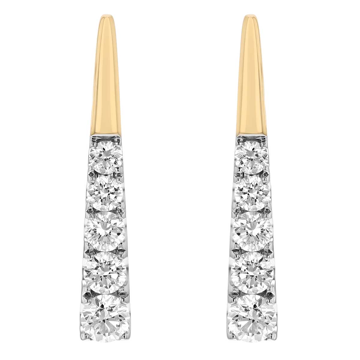 Frederic Sage Diamond Tapered Bar Post Earrings in White & Yellow Gold