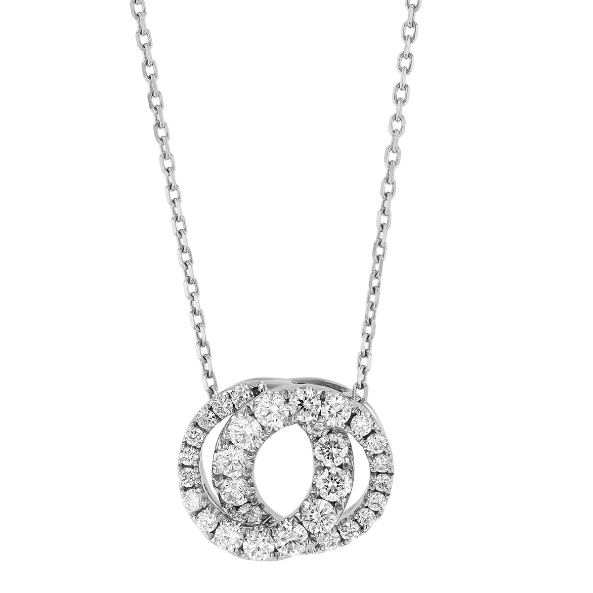 Frederic Sage Diamond Interlocking Circle Pendant Necklace in White Gold, 18