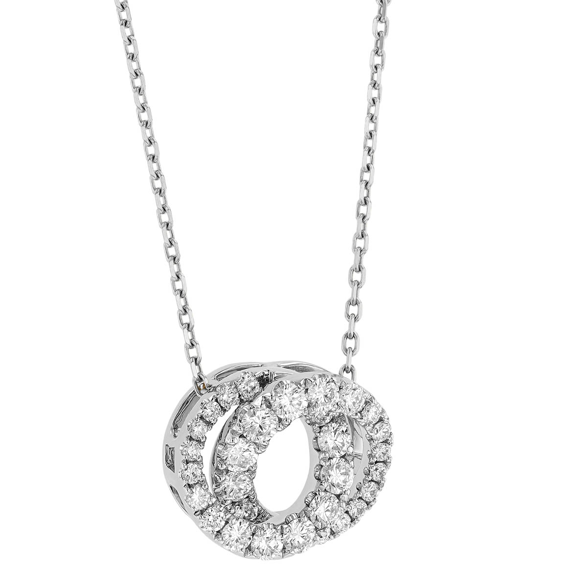 Frederic Sage Diamond Interlocking Circle Pendant Necklace in White Gold, 18