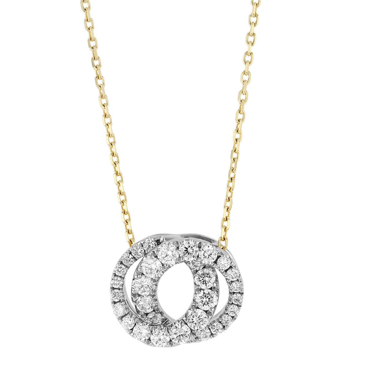 Frederic Sage Diamond Interlocking Circle Pendant Necklace in White & Yellow Gold, 18