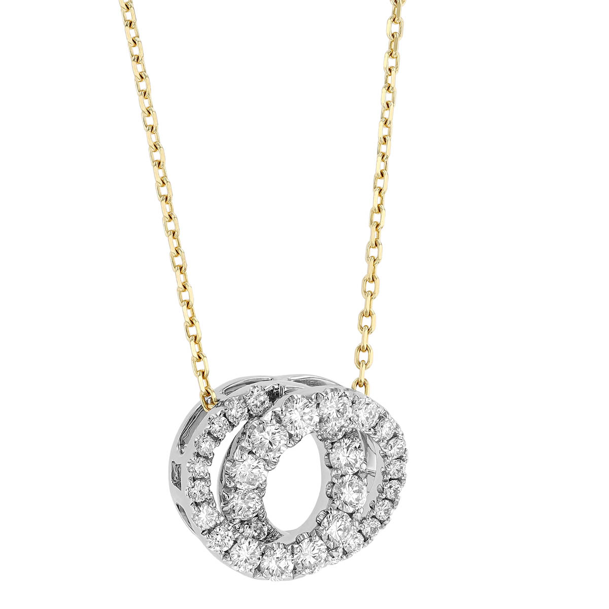 Frederic Sage Diamond Interlocking Circle Pendant Necklace in White & Yellow Gold, 18
