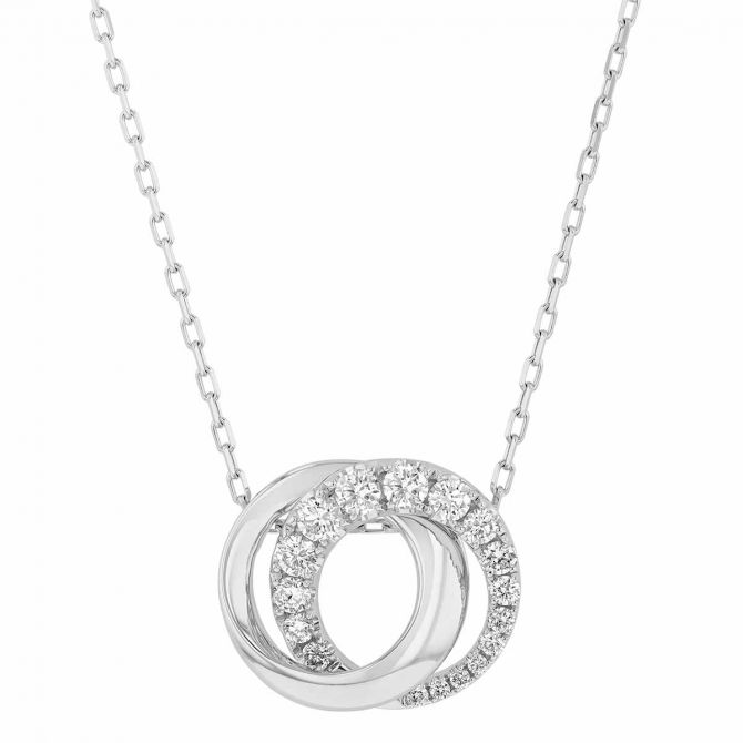 Frederic Sage Diamond & White Gold Interlocking Circle Pendant, 0.49 cttw, 18"