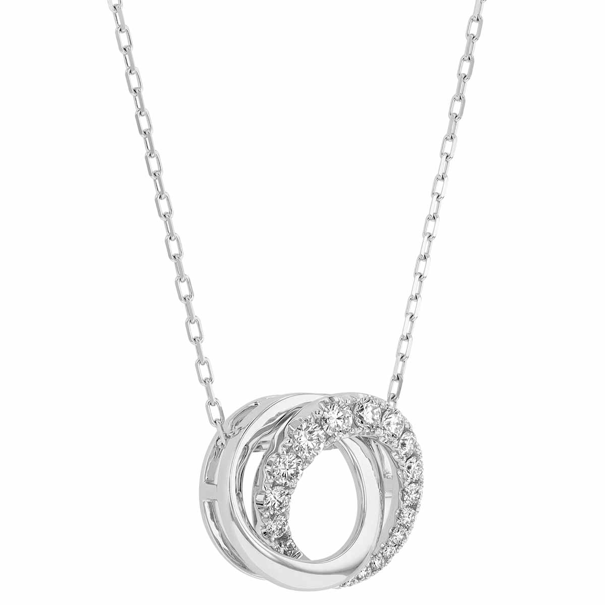 Frederic Sage Diamond & White Gold Interlocking Circle Pendant, 0.49 cttw, 18