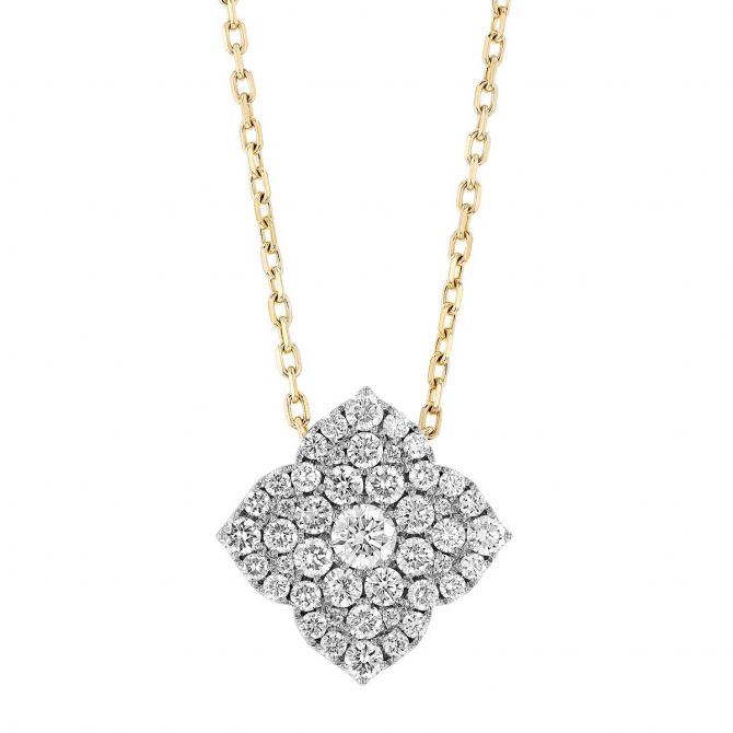 Frederic Sage Diamond Pavé Cluster Flower Pendant in White & Yellow Gold, 18"