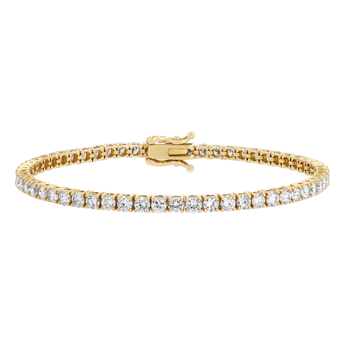 Round Diamond 4 Prong Tennis Bracelet in Yellow Gold, 7