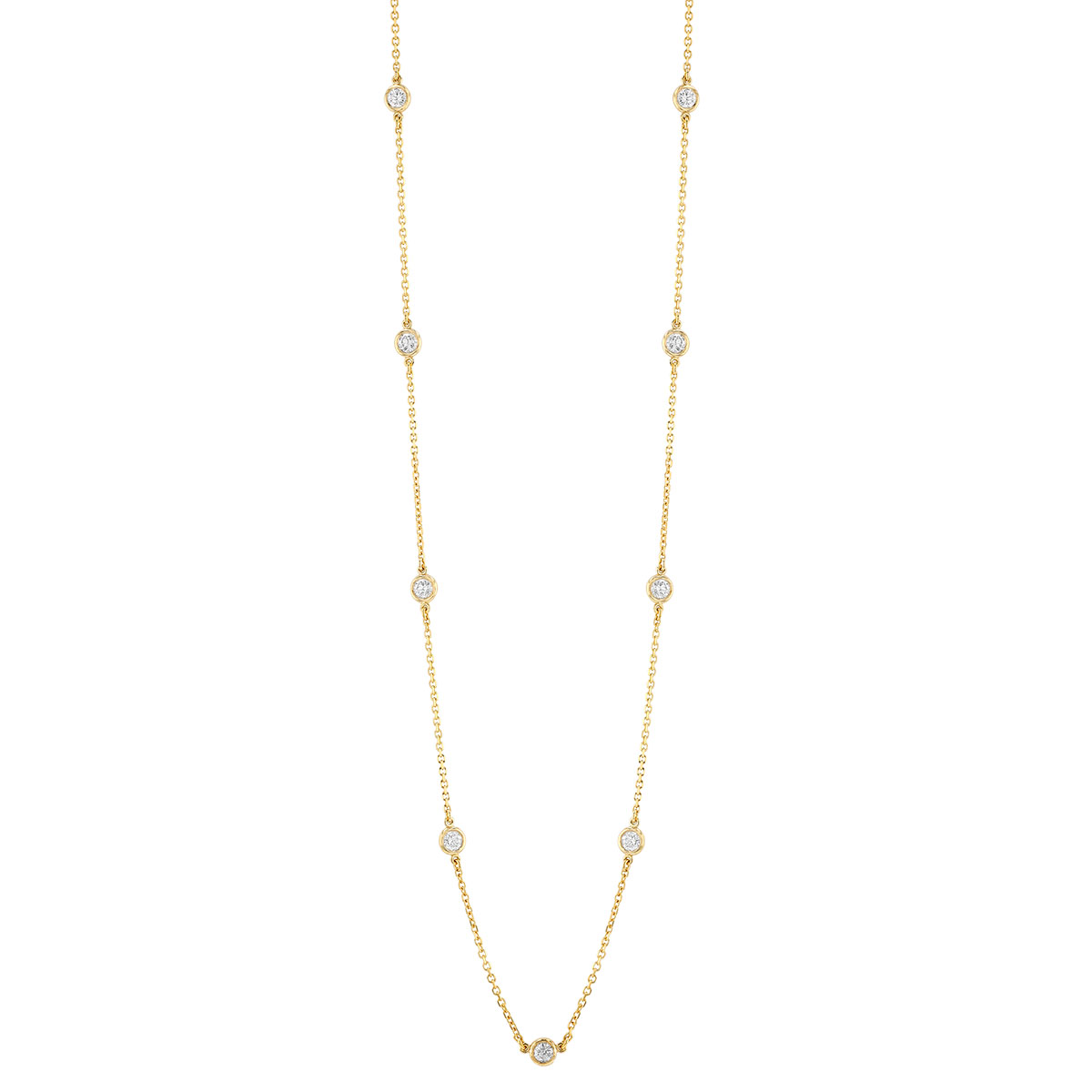 Diamond 12 Station by Yard Necklace in Yellow Gold, 0.88 cttw, 18