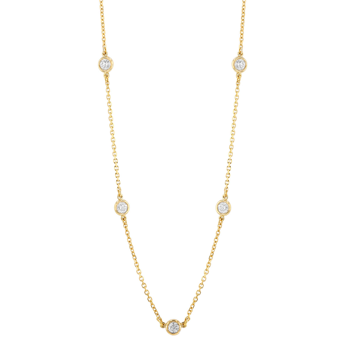 Diamond 12 Station by Yard Necklace in Yellow Gold, 0.88 cttw, 18