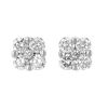 Diamond Cluster Prong & Bezel Set Stud Earrings in White Gold, 0.56 cttw