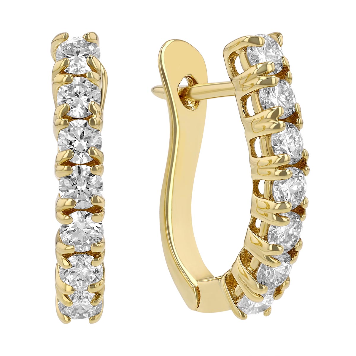 Diamond J Hoop Earrings in Yellow Gold, 0.60 aptw | Borsheims
