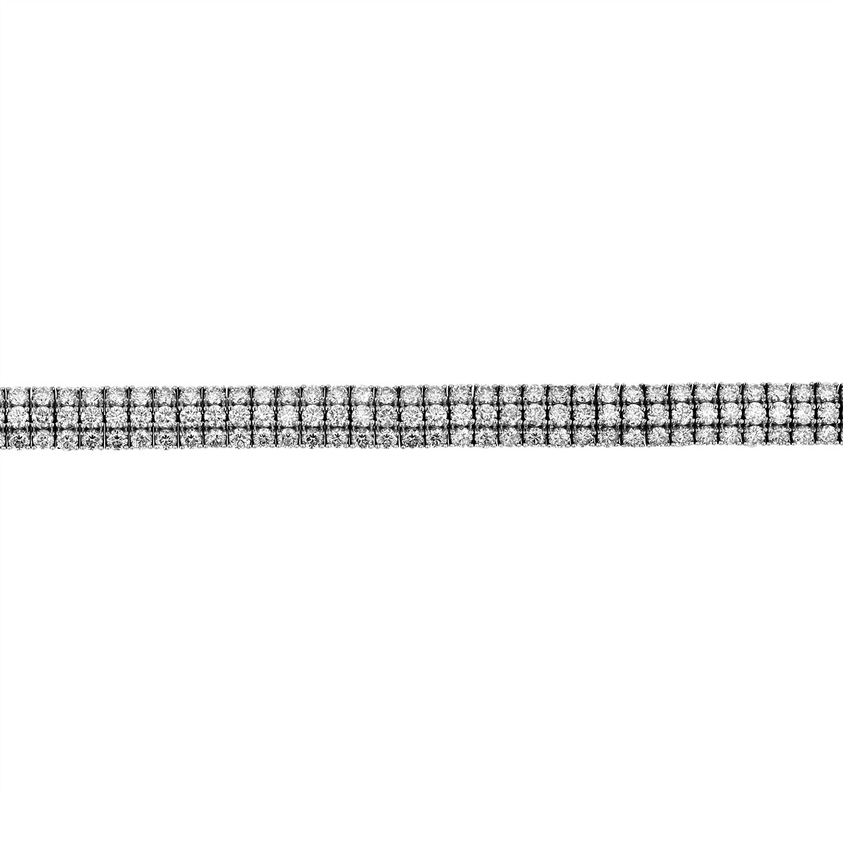 Diamond 3 Row Prong Set Tennis Bracelet in White Gold, 8.10 aptw