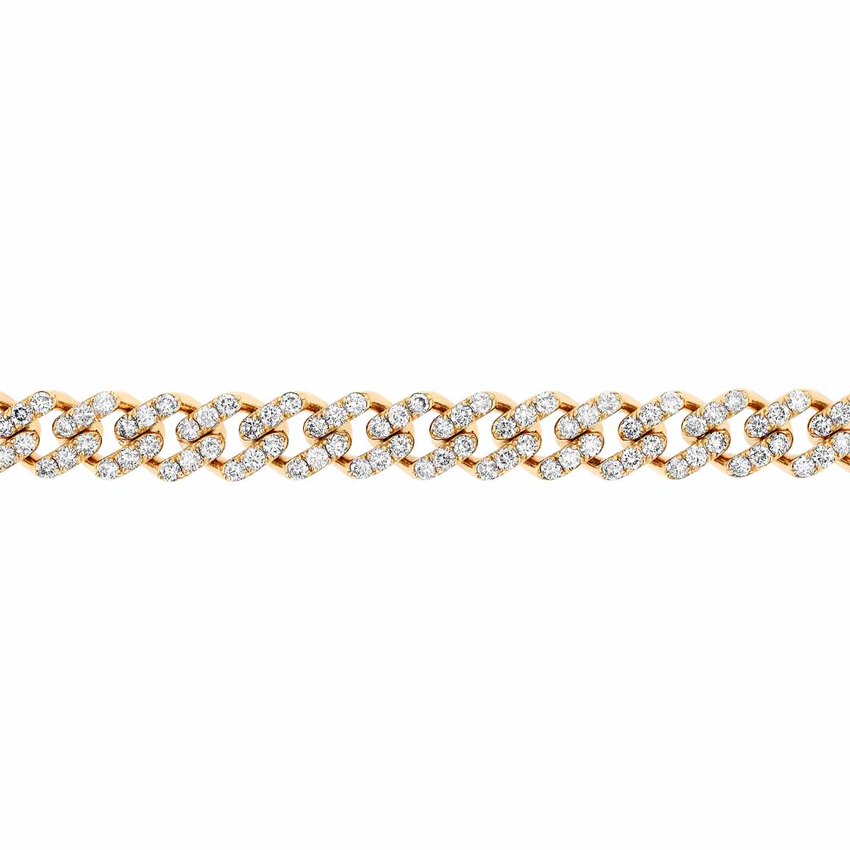 Diamond Pave Curb Link Chain Bracelet in Yellow Gold, 6.00 aptw, 7