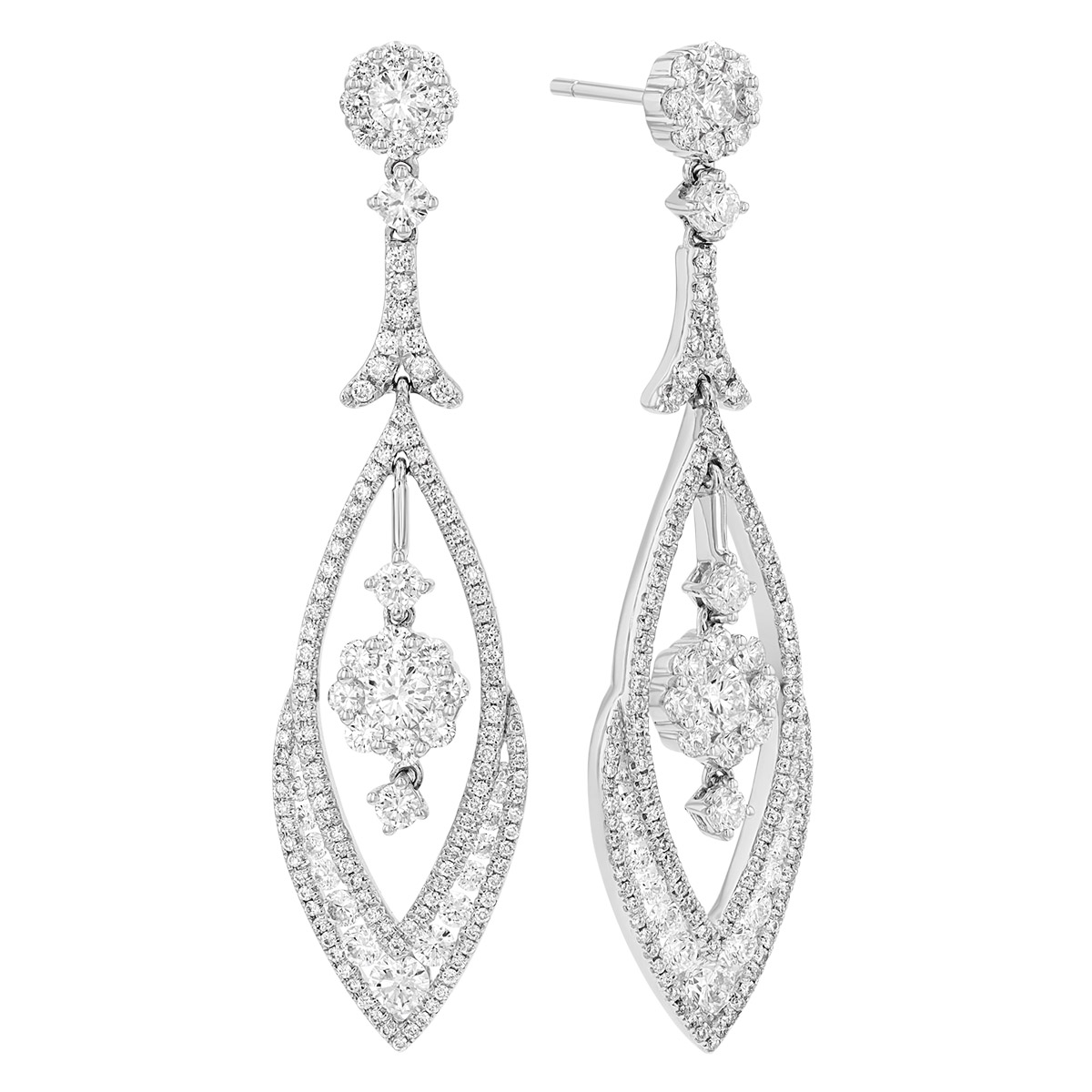 TARA Pearls Diamond Ornate Chandelier Dangle Earrings in White Gold